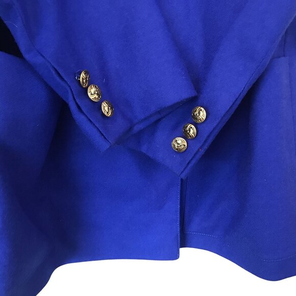 Vintage Giorgio Sant'angelo Royal Blue Double-Breasted Long Wool Blazer Size 8 - Picture 5 of 10